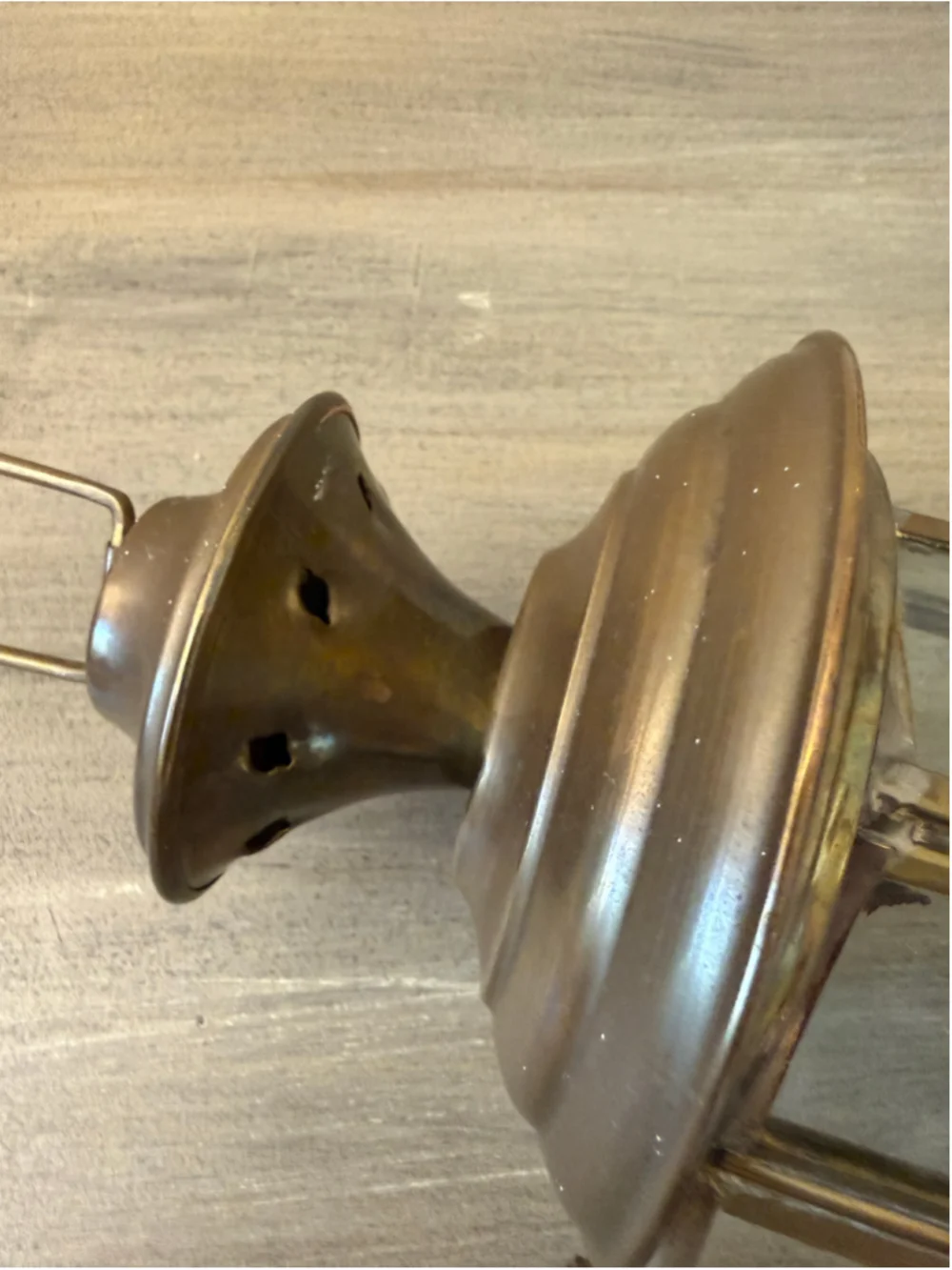 Vintage Brass French Wedding Procession Lantern Etched Starburst Glass Candle